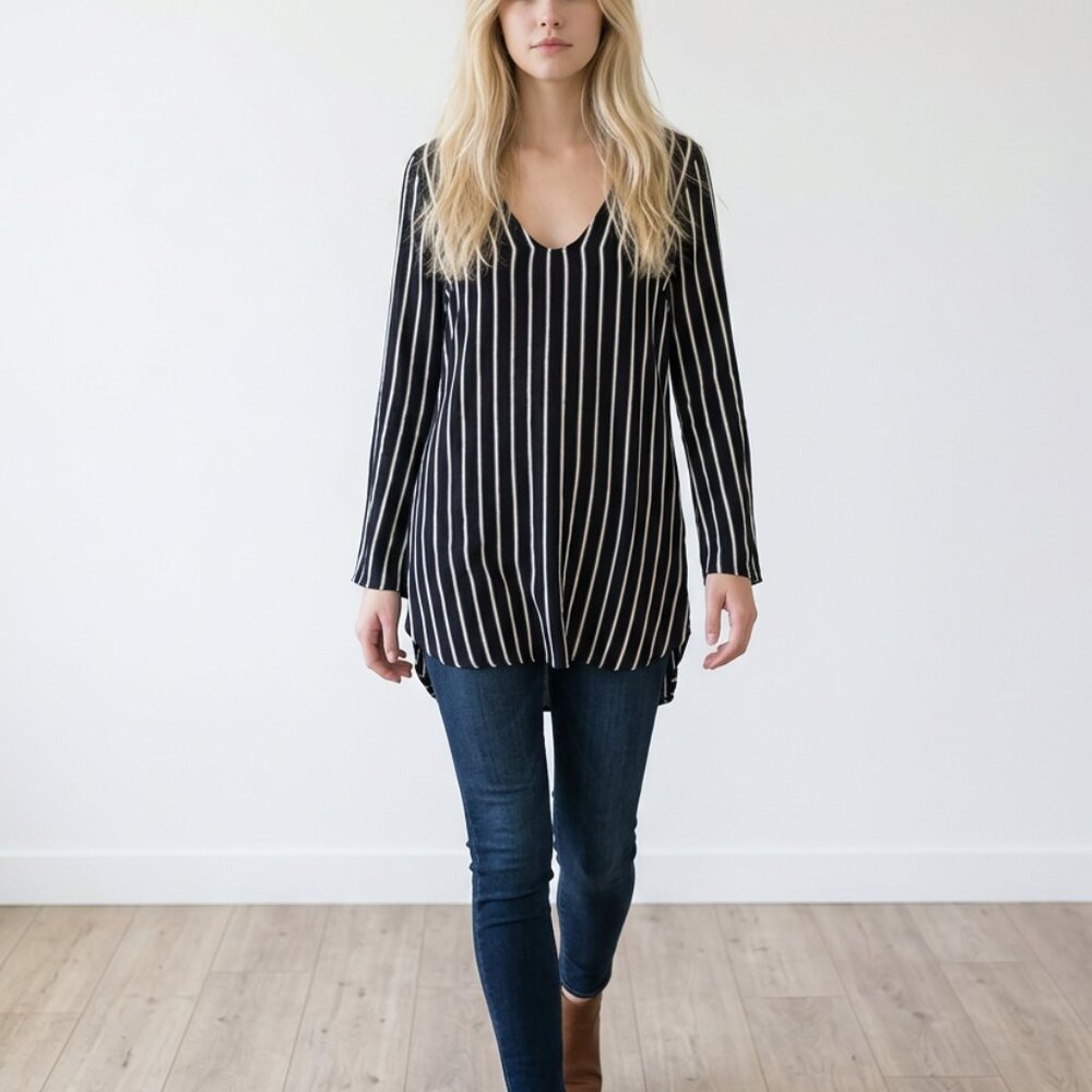 Faithfull The Brand Neroli Striped Mini Tunic Dress Navy White Size Small